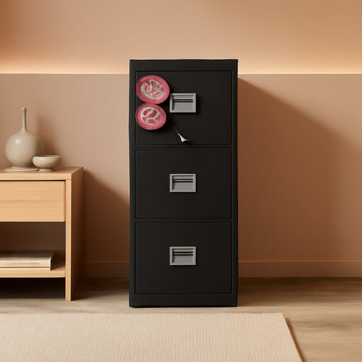 Patriot Vertical 4 Drawer Fire Rated File Cabinet, Black
