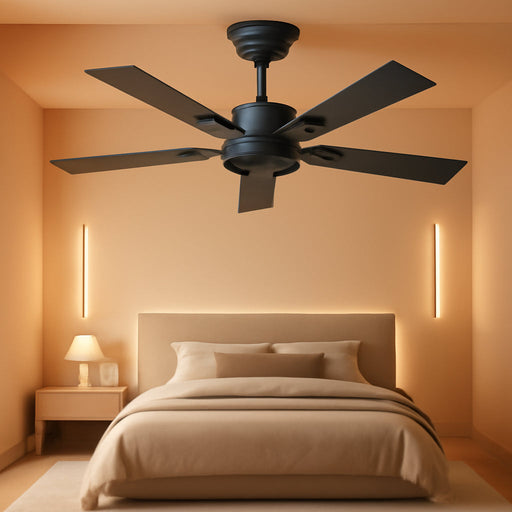 42 Inch Ceiling Fan No Light, Black Ceiling Fan without Lights, Quiet Reversible DC Motor, 6-Speeds, Small Ceiling Fan with Remote for Bedroom, Living Room, Patio, Indoor/Outdoor Use
