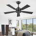 42 Inch Ceiling Fan No Light, Black Ceiling Fan without Lights, Quiet Reversible DC Motor, 6-Speeds, Small Ceiling Fan with Remote for Bedroom, Living Room, Patio, Indoor/Outdoor Use