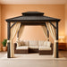 10X12 Ft Hardtop Gazebos with Heavy Duty Double Roof, Nettings and Curtains Galvanized Steel Outdoor Gazebos for Patio, Backyard, Deck, Lawn