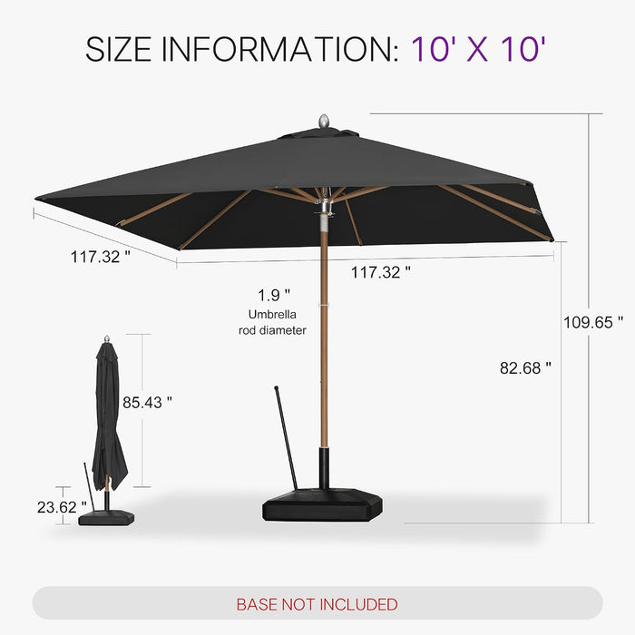 Market Umbrella 10 FT High-End UPF 45+ Rustproof Aluminum Grey