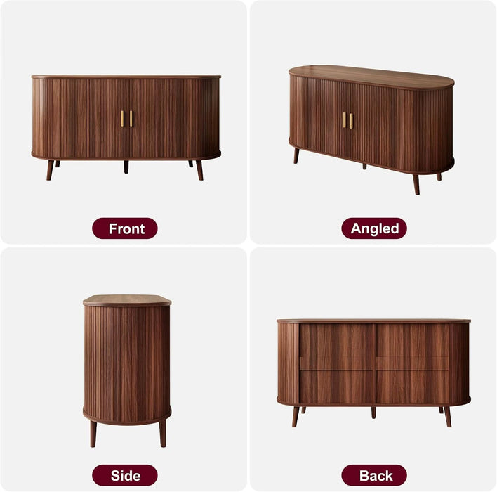 55" Fluted Sideboard Buffet Cabinet with Storage & Sliding Door