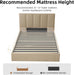 Queen Size Lift-Up Hydraulic Storage Bed, Beige Linen Upholstered Platform Bed with Vertical Channel Headboard, Wooden Slat Support, No Box Spring Needed, Easy Assembly