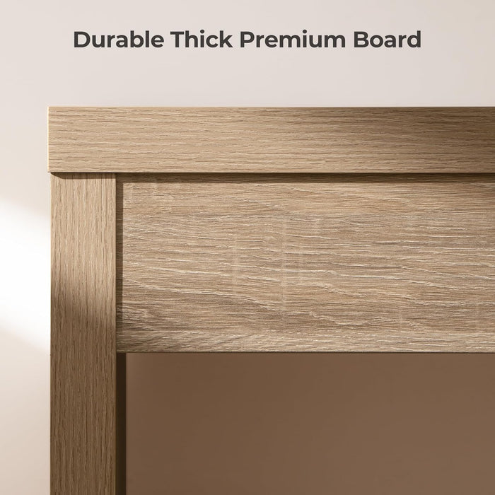 Computer Desk Writing Table - 47-Inch Wooden Study Desk for Bedroom, Farmhouse Home Office Desk with Drawer, Boho Makeup Vanity Table for Dormitory (Reclaimed Light Oak, 1 Piece)