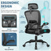 Office Chair, Desk Chair with Adjustable Lumbar Support, Ergonomic Computer Chair with High Back and Armrest, Adjustable Height Gaming Chair Home Office Swivel Chair(Black)