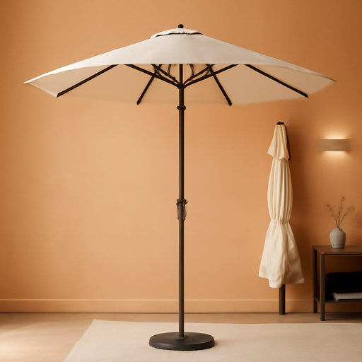 10FT Patio Umbrella Outdoor Market Umbrella with Crank and Tilt, 8 Flexible Fiberglass Ribs, Uv-Resistant Waterproof Canopy for Patio, Deck, Garden, Backyard, Beige