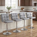 Swivel Bar Stools Set of 4, PU Leather Counter Height Stool with Arm | Upholstered Bar Chairs with Back, Barstools, Adjustable Height, Metal Legs, Kitchen Island, Cafe, Pub, Light Grey