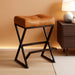 Counter Height Bar Stools Set of 2, Backless 26" Saddle Barstools, Brown