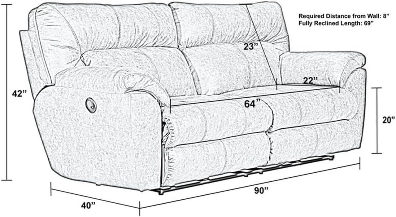 Thompson Power Reclining Sofa in Brown Polyester Fabric