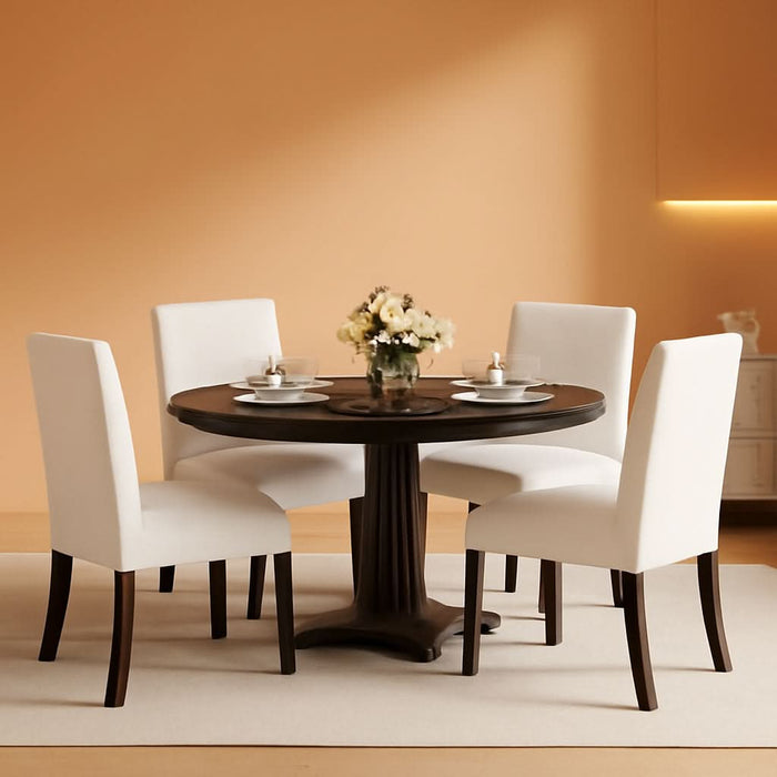 Upholstered Parsons Dining Chairs Set of 4, Modern Dining Room Chairs with Back, Fabric Kitchen Side Chairs with Wood Legs for Dinner Farmhouse Restaurant, Beige