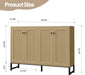 Sideboard Accent Storage Cabinet with Rattan Decorated 4 Doors Dining Room Freestanding Kitchen Buffet Table Cupboard (Natural)