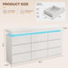 9 Drawer Dresser with LED Lights and Charging Station, Modern White Dresser