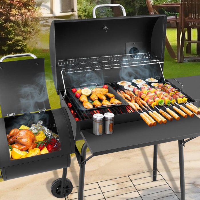 Charcoal Grill with Offset Smoker,Bbq Grills with Side Table,Outdoor Cooking with 714 Square Inches,Backyard Camping Picnics, Patio and Parties, Black by