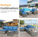 Outdoor Patio Furniture Sets, Small Outdoor Sofa Patio Sectional Sets 3-Piece All Weather Wicker Rattan Patio Seating Sofas with Glass Coffee Table and Cushion (Blue)