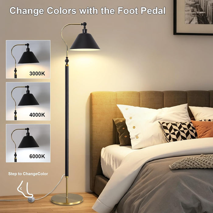 60 in Modern Solid Wood Floor Lamp,Black Standing Lamp with LED Bulb