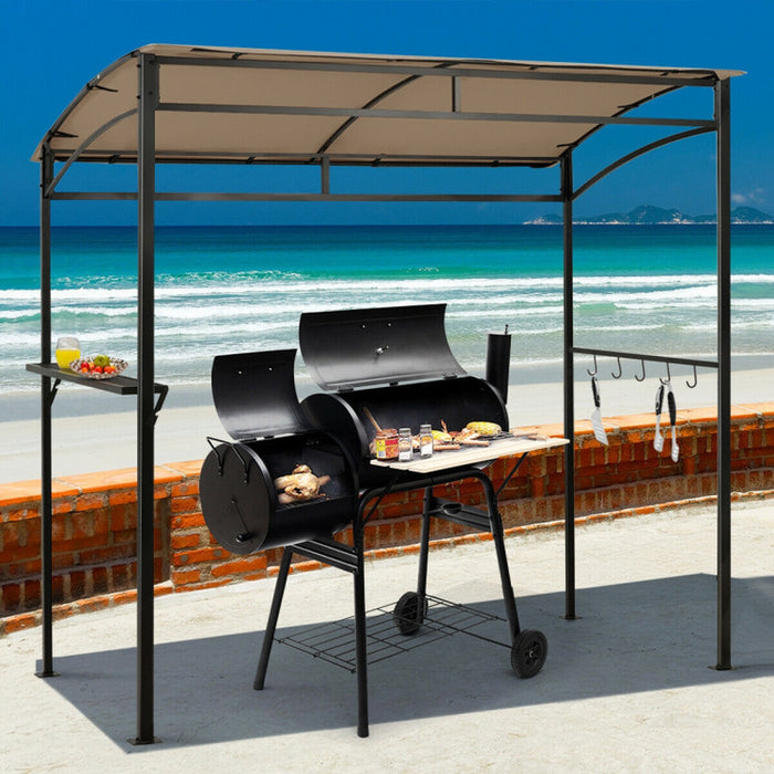 7 Feet Grill Gazebo with Serving Shelf and Storage Hooks