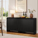 63" Sideboard Buffet Cabinet with 4Door & Adjustable Shelves, Black