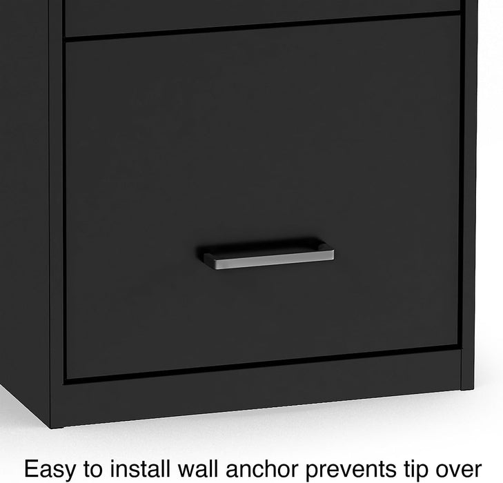 Vertical File Cabinet, 3-Drawer, Letter/Legal, Locking, Black