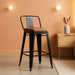 Swivel Bar Stools Set of 4, 24" Counter Height Barstools with Low Back, Industrial Metal Bar Stools with Large Wooden Seat for Kitchen Island (Matte-Black)