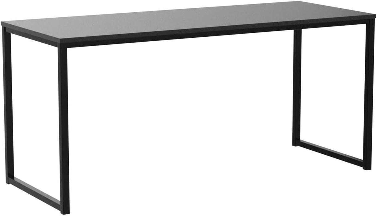 55 Inch Black Computer Desk PowderCoatedSteel Frame