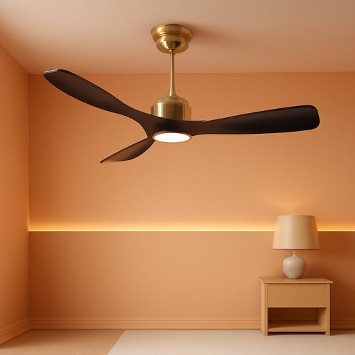 52 Inch ETL Listed Quiet DC Motor High CFM Ceiling Fans with Lights Remote Control, Indoor Outdoor 3 Blade Black Gold Smart Modern Ceiling Fan for Bedroom Living Room, 6 Speed, Timer
