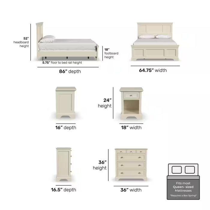 Naples 3-Piece White Queen Bedroom Set