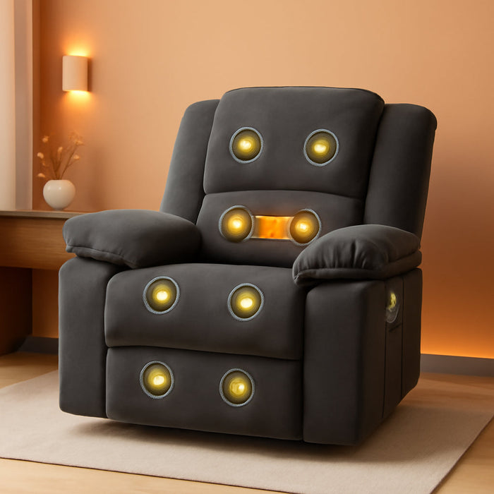 XRC2 Swivel Rocker Recliner Chair for Adults - Massage Reclining Chair W/Heat & Vibration, 270° Swivel Manual Rocking Chair Single Sofa for Living Room Bedroom (Brown)