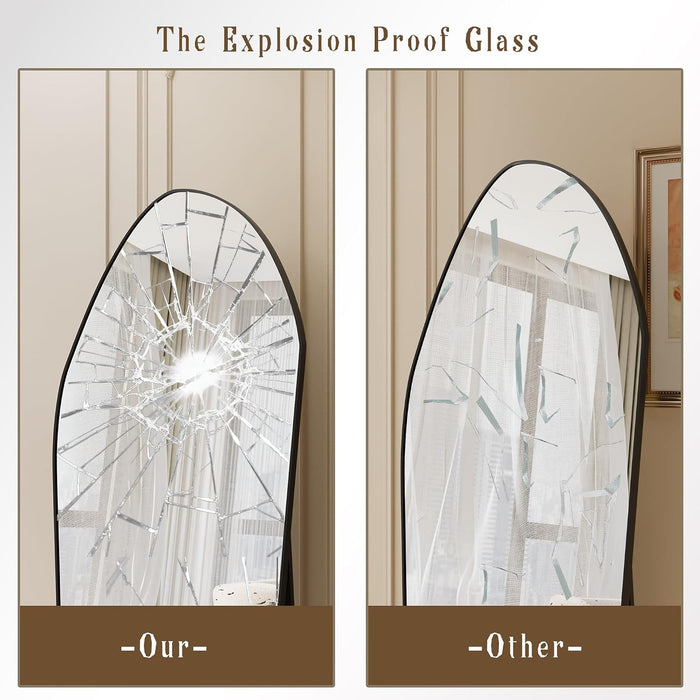 67" X 24" Irregular Full Length Mirror with Stand Gold