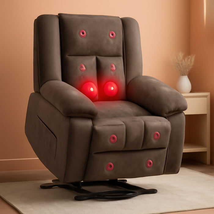 Electric Power Lift Recliner Chair with Massage and Heat, Standing Assistance for Elderly People, Extended Footrest Chair for Living Room Comfy Overstuffed Recliner
