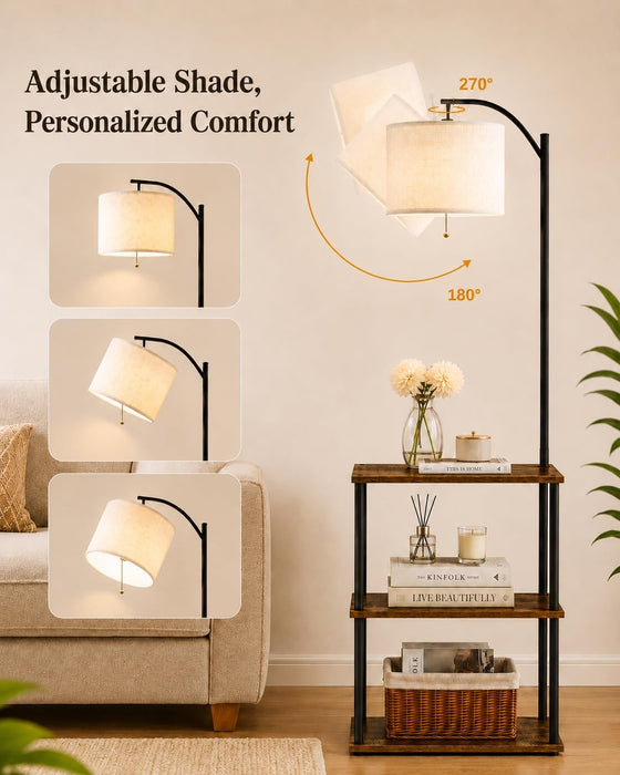 Floor Lamp with Table, Side Table for Living Room, 3 CCT 9W LED Bulb