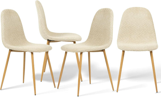 Mid-Century Upholstered Dining Chairs Set, Kitchen Chairs with Metal Legs, Side Chairs with Suede/Velvet/Fabric Upholstery, Ideal for Kitchen, Dining Room, Office, or Restaurant (Beige-O)