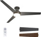 Ceiling Fans with Lights, 52 Inch Low Profile Ceiling Fan with Light and Remote Control, Flush Mount, Reversible, 3CCT, Dimmable, Noiseless, Black Ceiling Fan for Bedroom, Indoor/Outdoor Use