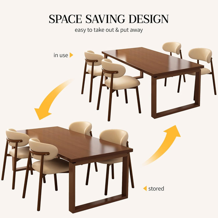 Kitchen Dining Chairs Set of 2 Modern Upholstered Dining Room Chair with Metal Legs, Walnut Leg/Khaki