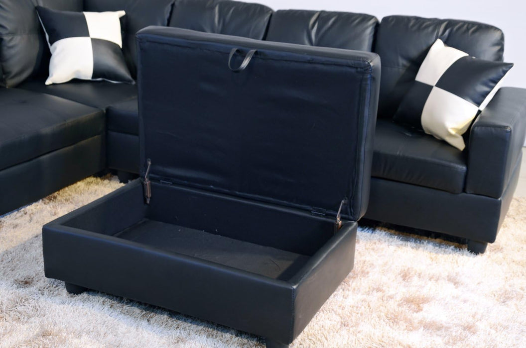 Beverly Fine Funiture Sectional Sofa Set, 91B Black