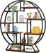 Bookshelf, round Bookshelves Etagere Bookcase, 63 Inch Industrial Wood Book Shelf with Staggered Shelves, Rustic Open Shelving Organizer Rack Display Shelf for Home Office, Living Room