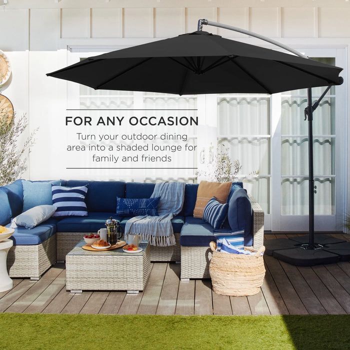 10Ft Offset Hanging Outdoor Market Patio Umbrella W/ Easy Tilt Adjustment - Black