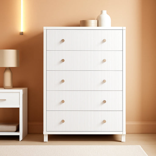 Fluted Dresser for Bedroom, Kids Dresser Cabinet with 6 Drawers