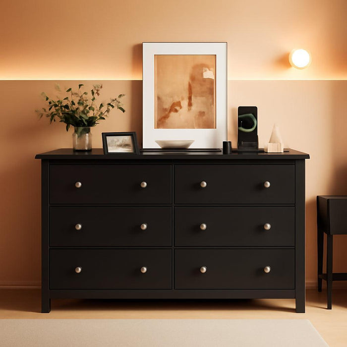 Matte Black 58Inches Wooden Dresser Bedroom Console