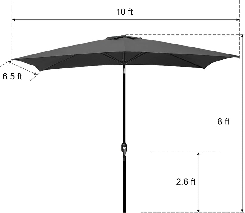 Rectangular Patio Umbrella, Table Market Umbrella with Tilt and Crank, Outdoor Umbrella for Garden, Deck, Backyard, Pool and Beach