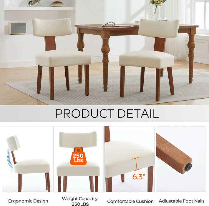 Modern Farmhouse Oval Dining Table Set for 4, 71 Inch Wood Grain Kitchen Table & Beige Upholstered Dining Chairs with Curved Back & Solid Wood Legs, Kitchen Living Room Furniture Set(Walnut)