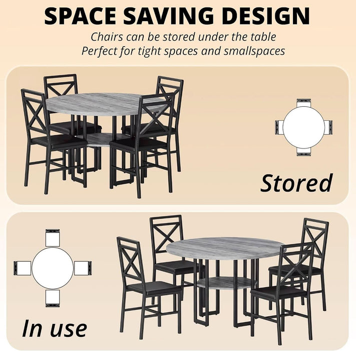 Dining Table Set for 4, 47.2 Inch round Kitchen Table and 4 Chairs