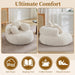 Round Oversized Floor Chair Beige Chenille Utility