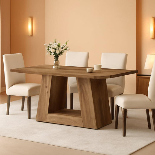 Dining Table for 4 to 6 People, 63" Rectangular Dining Room Table, Modern Wooden Faux Marble Dinner Table with Sturdy Base for Kitchen, Living Room, Brown