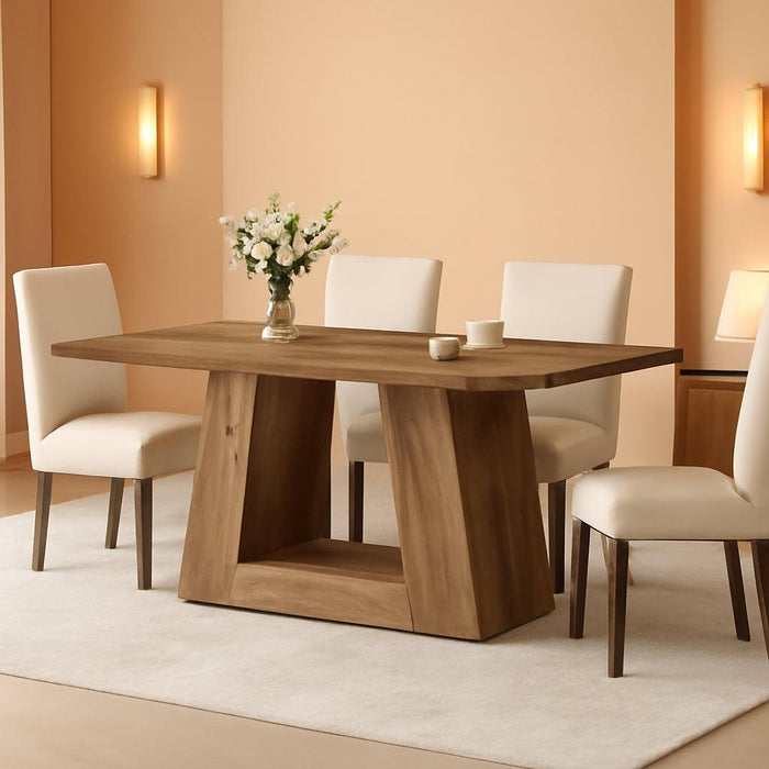 Dining Table for 4 to 6 People, 63" Rectangular Dining Room Table, Modern Wooden Faux Marble Dinner Table with Sturdy Base for Kitchen, Living Room, Brown