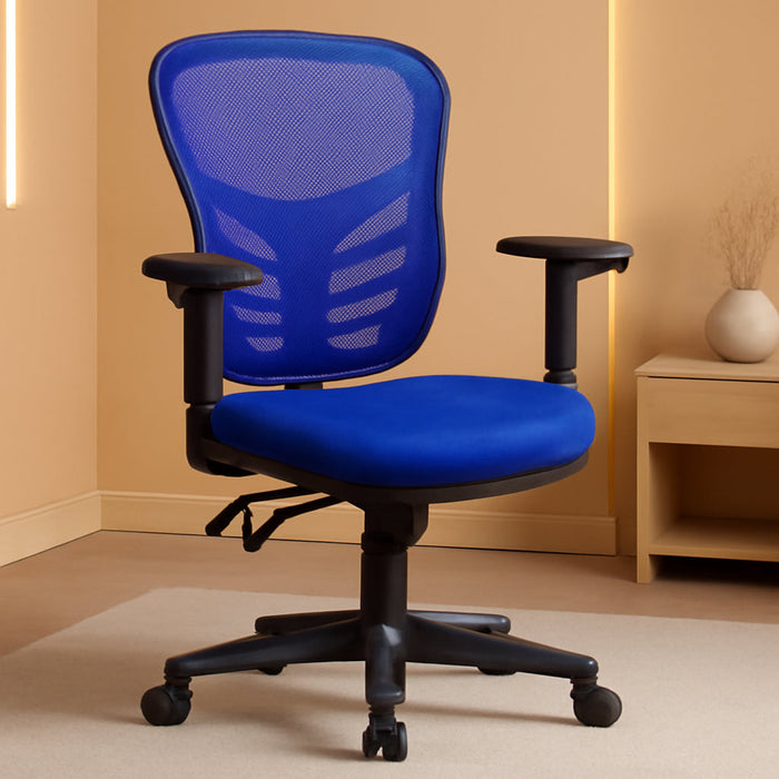 Nicholas Mid-Back Swivel Office and Gaming Chair, Ergonomic Mesh Office Chair with Adjustable Lumbar Support and Height, Blue
