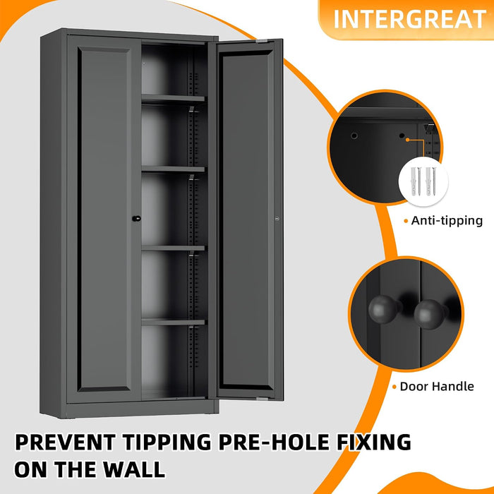 SixtyThreeInch MatteBlack Pantry Cabinet TwinDoors