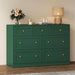 7 Drawer Dresser for Bedroom, Green Wood Chest of Drawers