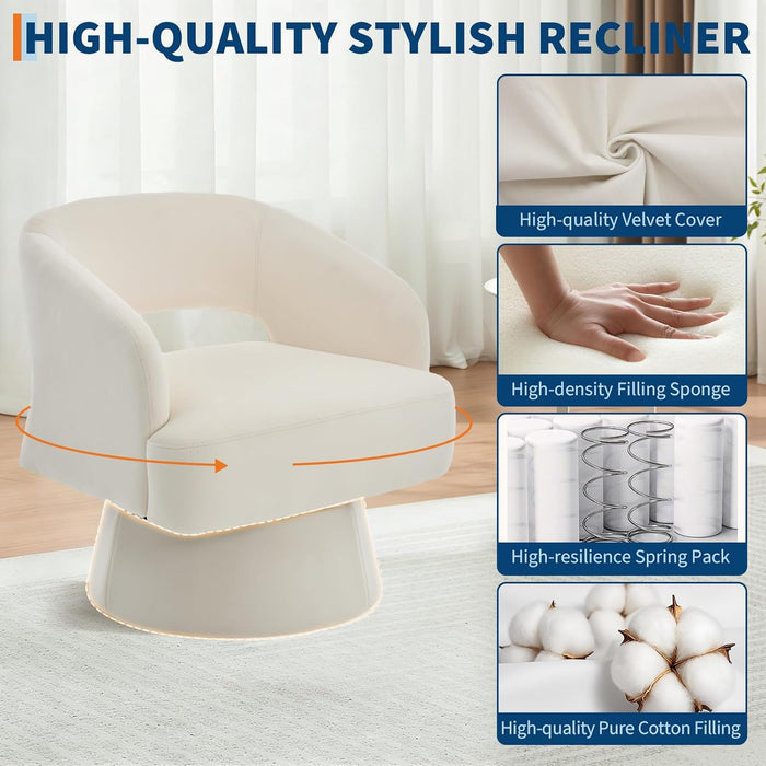 Beige Velvet 360 Swivel Oversized Designer Armchairs