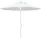 9' round Aluminum Pole Fiberglass Rib Market Umbrella, Crank Lift, Collar Tilt, White Pole, White Olefin