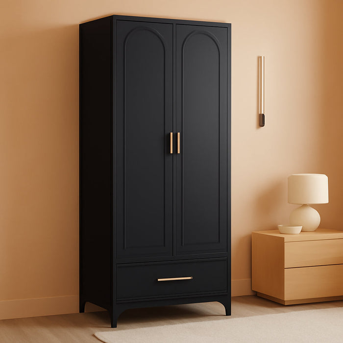 75In Black Industrial Pantry Cabinetry With Drawers